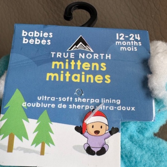TRUE NORTH super cute baby mittens sz 12-24 months blue with Dino embroidered - Picture 2 of 5